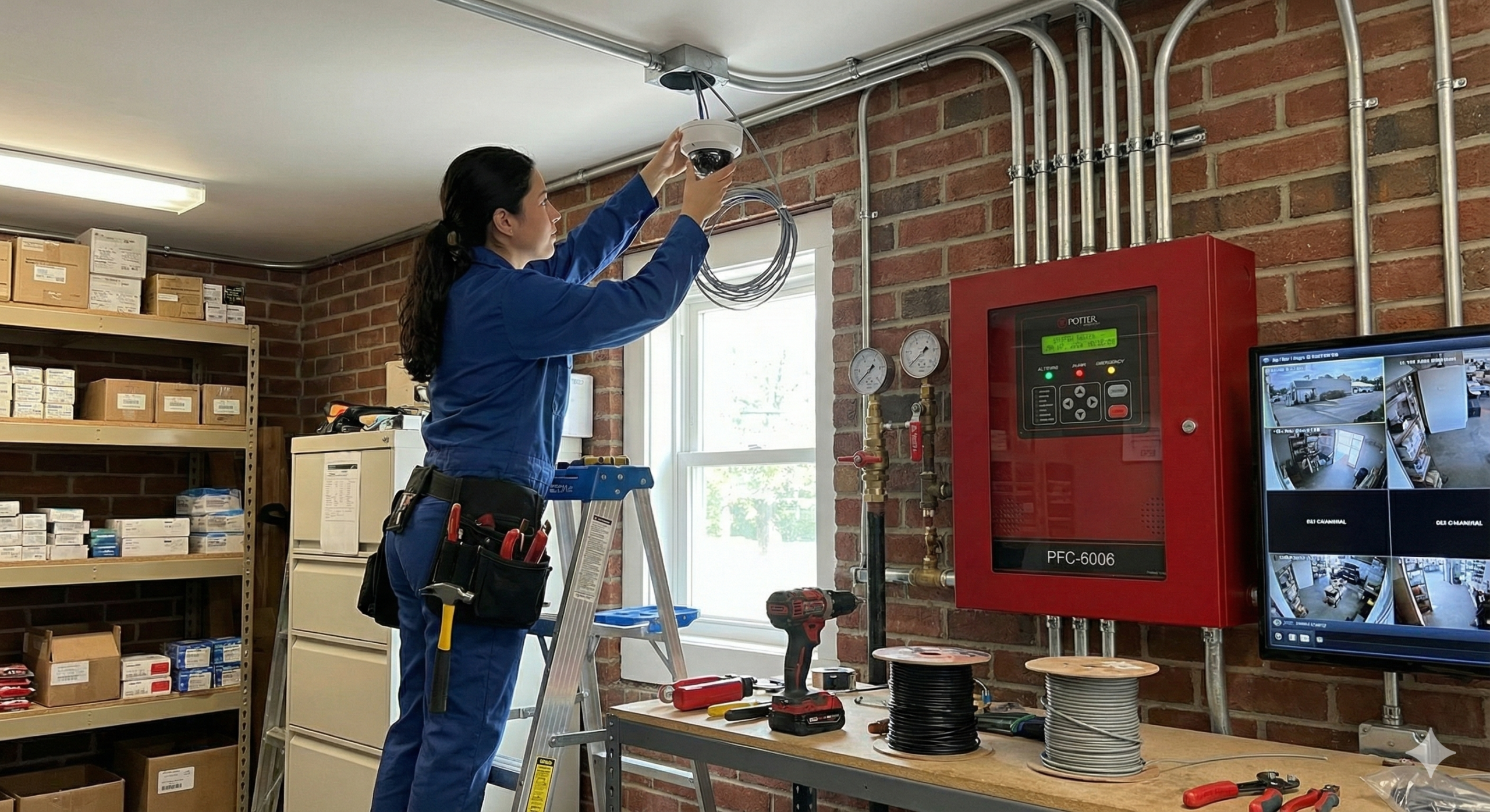 A bright, indoor portrait of a smiling young woman in a white top, holding a large, grey British Shorthair cat with yellow eyes and a collar. The scene includes greenery, giving it a fresh, welcoming feel. This image emphasizes the human-pet connection and friendly service.